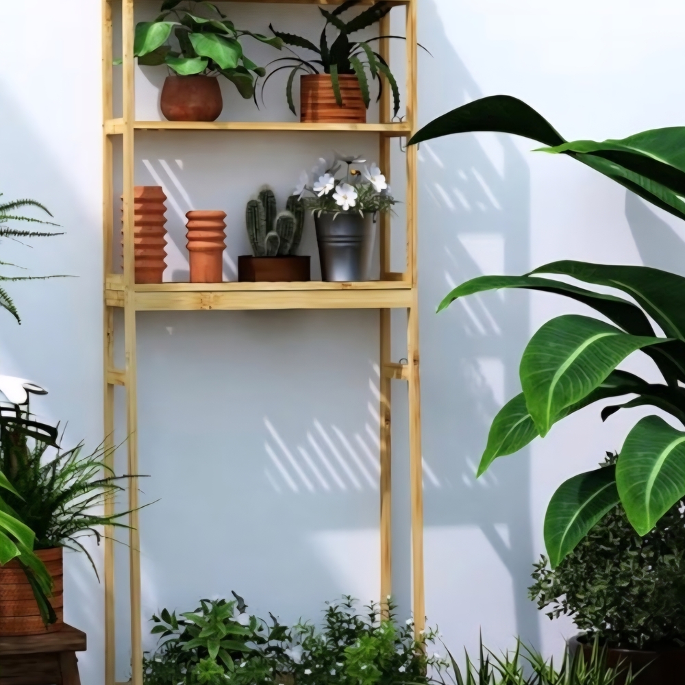 Natural Bamboo Over-the-Toilet Or Anywhere In The House Storage Rack